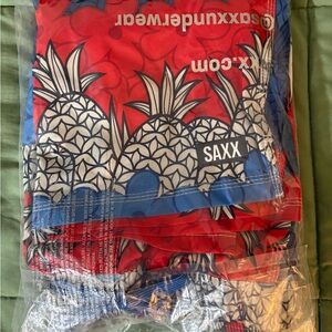 Saxx Oh Buoy 2N1 Blue and Red Swim Trunks